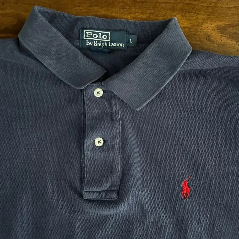 Polo by Ralph Lauren Men's Classic Fit Polo Shirt – Navy Blue, Size Large - Picture 2 of 2